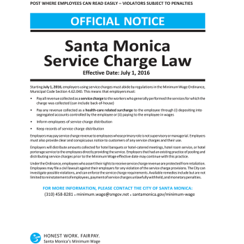 City of Santa Monica Service Charge Law